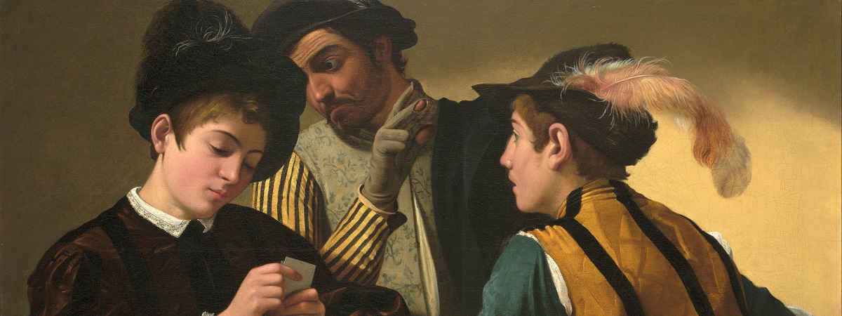 Caravaggio (Michelangelo Merisi) The Cardsharps, 1595-96