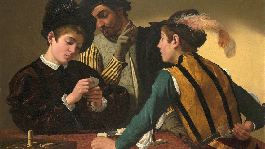 Caravaggio (Michelangelo Merisi) The Cardsharps, 1595-96