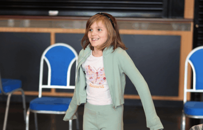 A young performer in a photograph from Gala Youth Theatre,