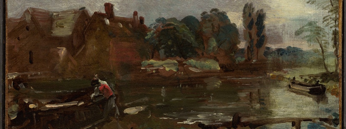 John Constable, Flatford Mill from the Lock, c.1810, oil on paper mounted on canvas, 191 x 241 mm. 2007.8.27. Clark Art Institute, USA 2007.8.23