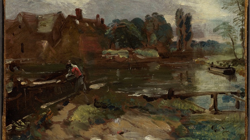John Constable, Flatford Mill from the Lock, c.1810, oil on paper mounted on canvas, 191 x 241 mm. 2007.8.27. Clark Art Institute, USA 2007.8.23