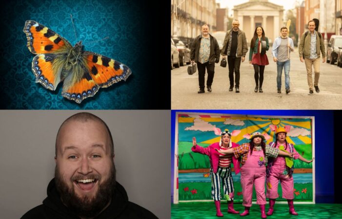 Images from Pygmalion; The Irish House Party; Hilarity Bites Comedy Club and Three Little Pigs.