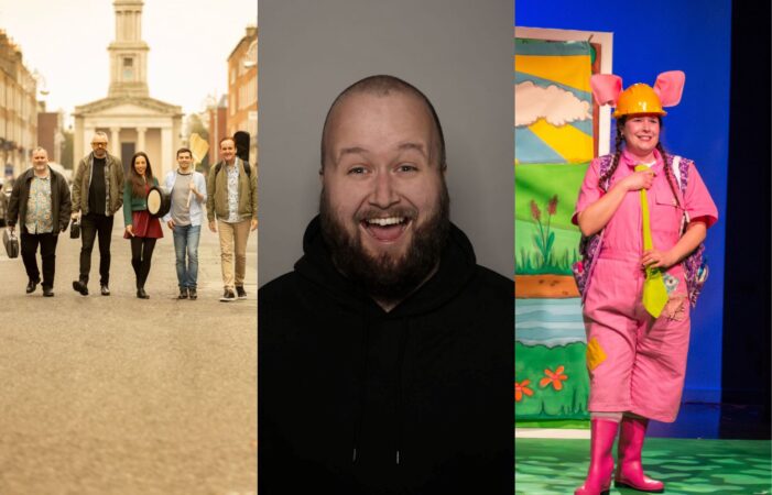 Images from The Irish House Party; Hilarity Bites Comedy Club and Three Little Pigs.