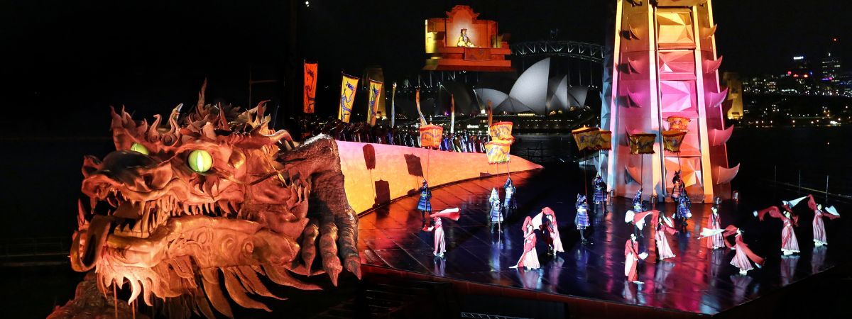 A production still from Puccini's Turandot on Sydney Harbour