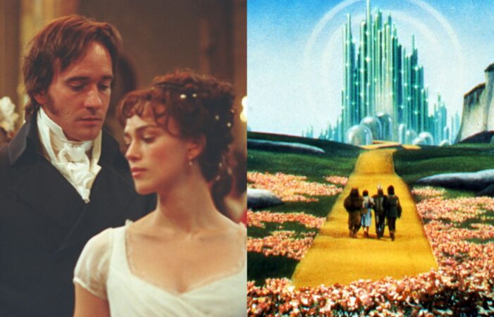 Production stills from Pride & Prejudice and The Wizard of Oz.