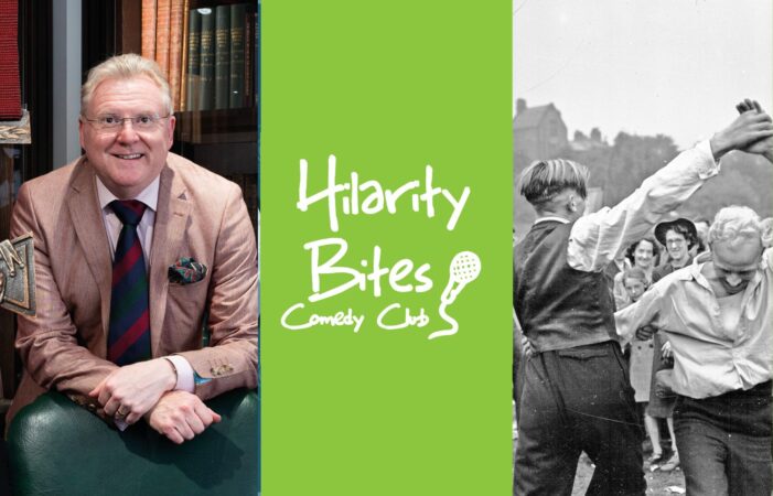 Images of antiques expert Mark Smith, the Hilarity Bites Comedy Club logo and a promotional photograph for new musical drama Coal Faces.