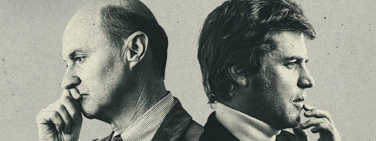Mark Gatiss and Johnny Flynn in a promotional image for NT Live's The Motive and The Cue.
