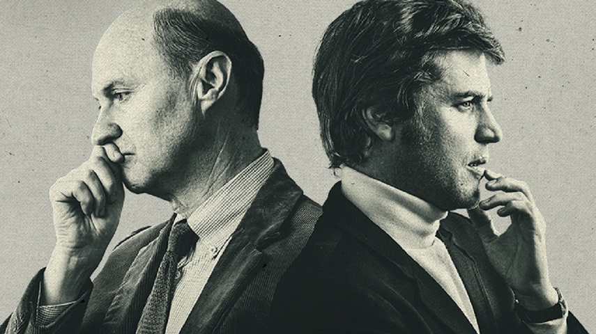 Mark Gatiss and Johnny Flynn in a promotional image for NT Live's The Motive and The Cue.